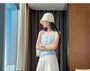 Set: High Waist Plain Frill Trim Cropped Wide Leg Pants + Lace Decorative Hem