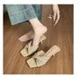 Kitten Heel Woven Knot Slide Sandals