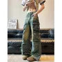 High Waist Washed Wide Leg Cargo Jeans