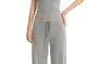 V-Neck Lace Trim Slim Fit Crop Camisole Top / Drawstring Waist Plain Wide Leg Pants