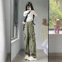 High Waist Plain Wide Leg Cargo Pants