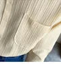 Long-Sleeve Plain Crinkle Button-Up Shirt