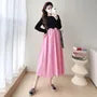 Maternity Long-Sleeve Two Tone Midi A-Line Dress