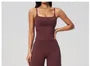 Set: Spaghetti Strap Scoop Neck Plain Camisole Top + High Waist Capri Wide Leg Sweatpants
