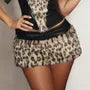 Low Rise Leopard Patterned Panel Fluffy Mini Pencil Skirt