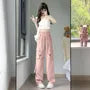 High Waist Plain Wide Leg Cargo Pants