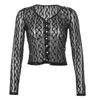 Long Sleeve V-Neck Lace See-Through Crop Light Cardigan
