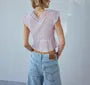 V-Neck Ruffled-Trim Crop Tank Top
