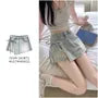 Mid Waist Washed Tie Side Mini Denim Skort