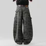 High Waist Camouflage Print Wide Leg Cargo Pants