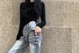 High Waist Washed Flared Jeans
