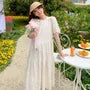Maternity Short Sleeve Midi A-Line Eyelet Lace Dress
