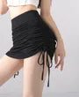High Waist Plain Drawstring Mini Pencil Skirt