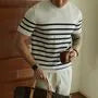 Short-Sleeve Crew Neck Striped T-Shirt