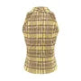Sleeveless V-Neck Plaid Knot Front-Slit Blouse