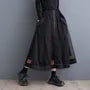 Elastic Waist Plain Large Pocket Zip Panel Mesh Midi A-Line Skirt