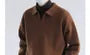 Polo Neck Drop Shoulder Plain Waffle Knit Sweater