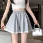 Elastic Waist Plain Lace Trim Shorts