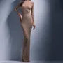 Long-Sleeve Glitter Maxi Sheath Dress