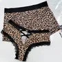 Couple Matching Leopard Print Contrast Trim Boxer Brief / Lace Panel Panty / Thong / Set