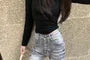 High Waist Washed Flared Jeans