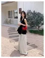 Maternity Sleeveless V-Neck Plain Top / High Waist Wide Leg Pants / Set