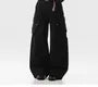 Mid Rise Plain Wide Leg Cargo Pants