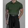 Short-Sleeve Collar Plain Ribbed T-Shirt