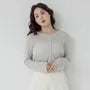 [L - 3XL] Plain Scoop Neck Long-Sleeve Cardigan
