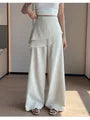 High Waist Plain Skirt Overlay Wide Leg Pants