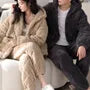 Couple Matching Loungewear Set : Coral Fleece Hooded Jacket & Pants