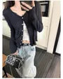 V-Neck Plain Lace Trim Button Up Cardigan