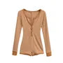 Long-Sleeve Henley Striped Romper