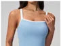 Sleeveless Square Neck Contrast Trim Padded Backless Yoga Romper