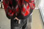 Long-Sleeve Round Neck Argyle Sweater