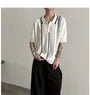 Elbow-Sleeve Striped Knit Polo Shirt