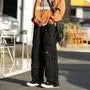High Waist Plain Wide Leg Cargo Pants