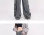 Mid Waist Washed Baggy Cargo Jeans