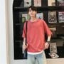 Oversized Mock Two-Piece Plain T-Shirt