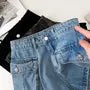 Mid Waist Denim Cargo Hot Pants