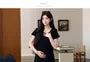 Maternity Short Sleeve Square Neck Plain Maxi A-Line Dress