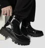 Platform Square Toe Plain Zipped Genuine Leather Short Boots