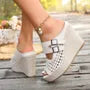 Faux Leather Peep-Toe Platform Wedge Sandals