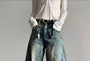 Mid Rise Washed Wide Leg Jeans
