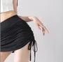 High Waist Plain Drawstring Mini Pencil Skirt