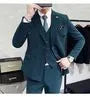 Set: Peak Lapel Plain Double-Breasted Blazer + Mid Rise Tapered Dress Pants
