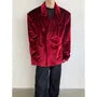 Peak Lapel Plain Double-Breasted Blazer