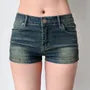 Mid Rise Washed Denim Shorts