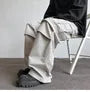 Mid Rise Plain Wide Leg Cargo Pants