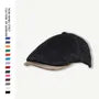 Faux Leather Brim Corduroy Flat Cap